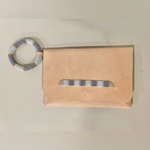 Handmade leather beaded clutch bracelet/wristlet